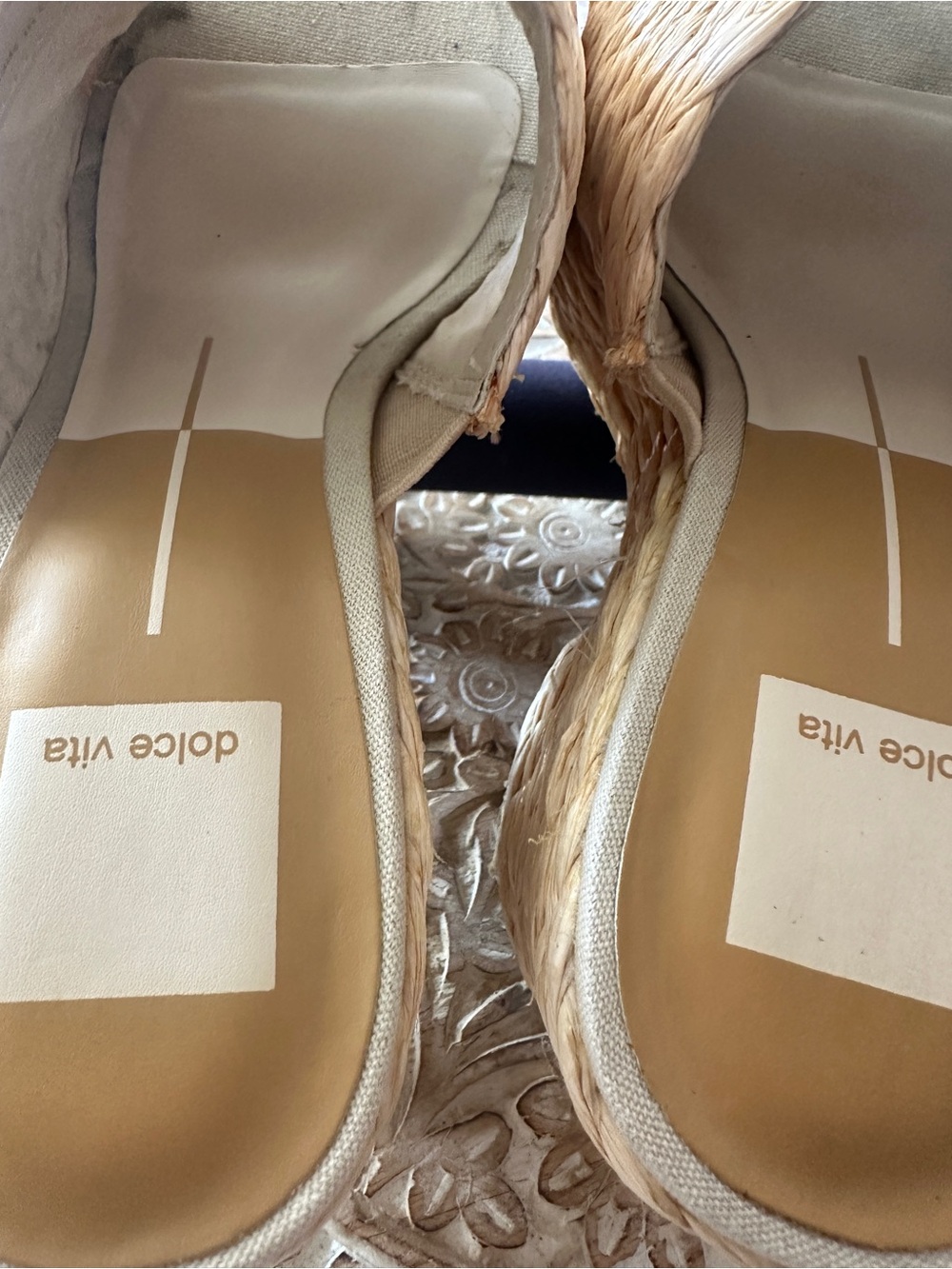 Dolce Vita Natural Raffia Woven Platform Slide Mules Size 7.5 - Picture 5 of 11
